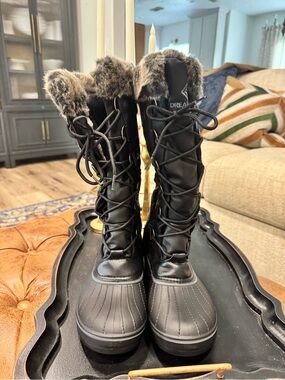 Dream Pairs Black Faux Fur Lined Winter Rain Boots